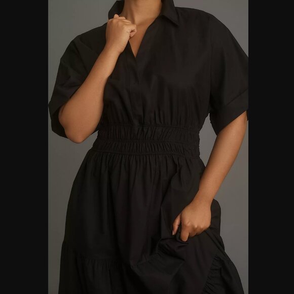 The Somerset Tiered Maxi Dress by Anthropologie: Shirt Dress Edition, Black - Picture 6 of 11